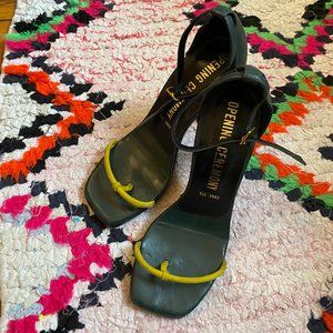 NWOT Rare Opening Ceremony Strappy Neon Suede Heels Size 6.5-7